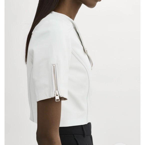 LAMARQUE White cropped leather motorcycle jacket. - Picture 3 of 10